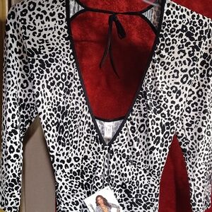 Elegant Moments Black and White Leopard Print Mini Dress